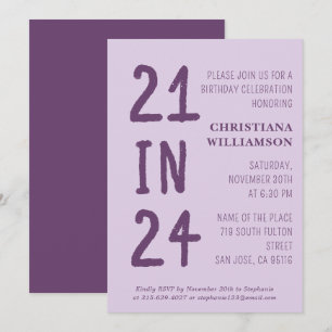 21. Geburtstag 21. Geburtstag 24. Geburtstagsparty Einladung