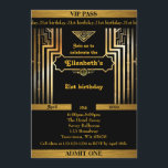 21. Geburtstag, 21. Geburtstag, Gatsby-Stil, Ticke Einladung<br><div class="desc">21.,  Geburtstag 21.,  Gatsby Stil,  Ticket,  schwarz & gold,  Monogramm Rücken,  bearbeitbar-Elisabeth- /></div>