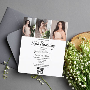 21. Geburtstag 3 Fotos sammeln qr-Codeeinladung