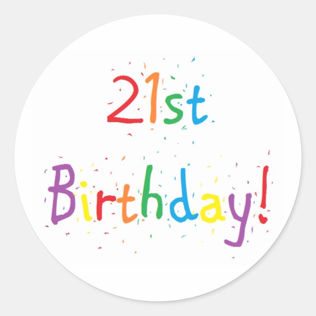 "21. Geburtstag" Aufkleber (Vorderseite)