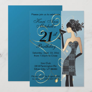 21. Geburtstag Bash Party - Blau Einladung