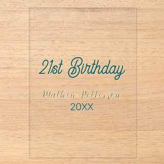 21. Geburtstag blau orange stilvoll boho retro nam Acryleinladungen