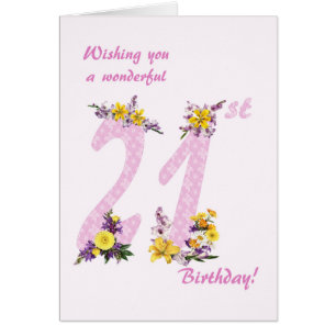 21. Geburtstag Blume Dekorierte Zahlen