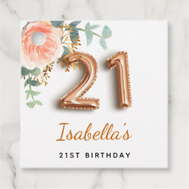 21. Geburtstag Blütenblütengold Eukalyptus Monogra Geschenkanhänger