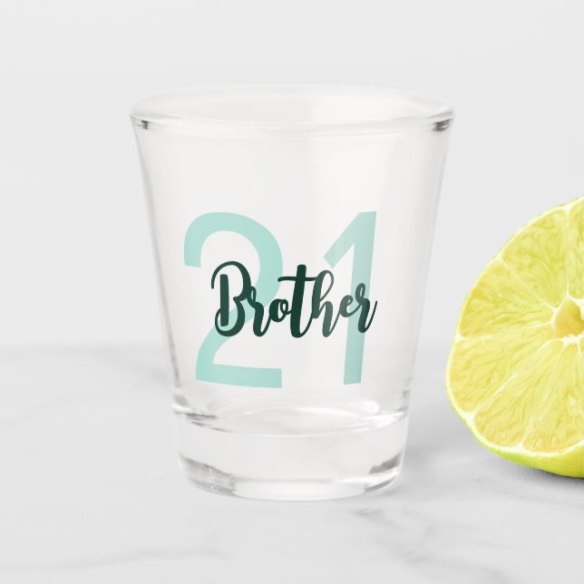 21. Geburtstag Brother Green Script Modern Schnapsglas (Vorderseite)