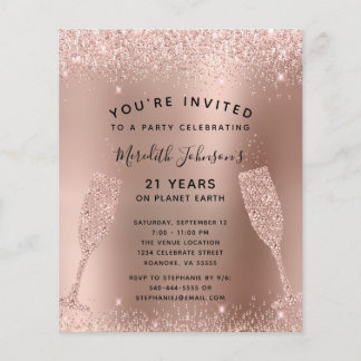21. Geburtstag Champagner Rose Gold Einladung
