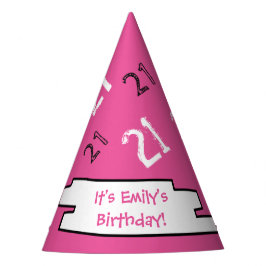 21. Geburtstag Custom PINK Paper Party Hat Partyhütchen