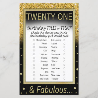 21 Geburtstag dieses oder jenes Spiel