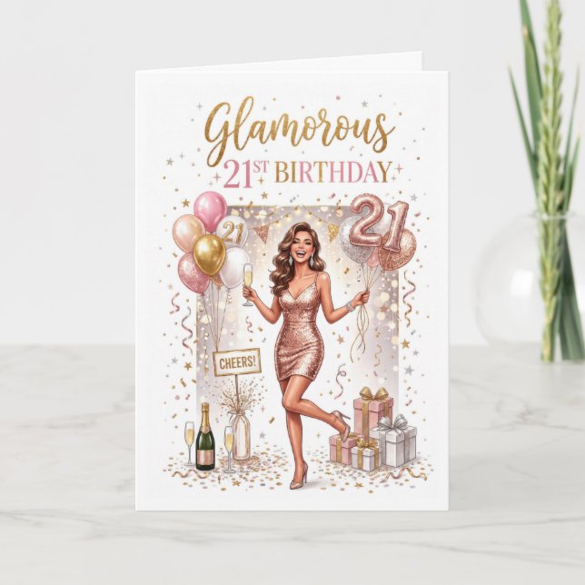 21. Geburtstag einer Frau Karte (Vorderseite)