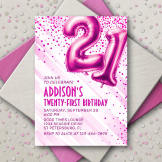 21. Geburtstag Einladung von Frauen Pink