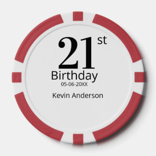 21. Geburtstag fett gedruckter Name Datum einfache Pokerchips