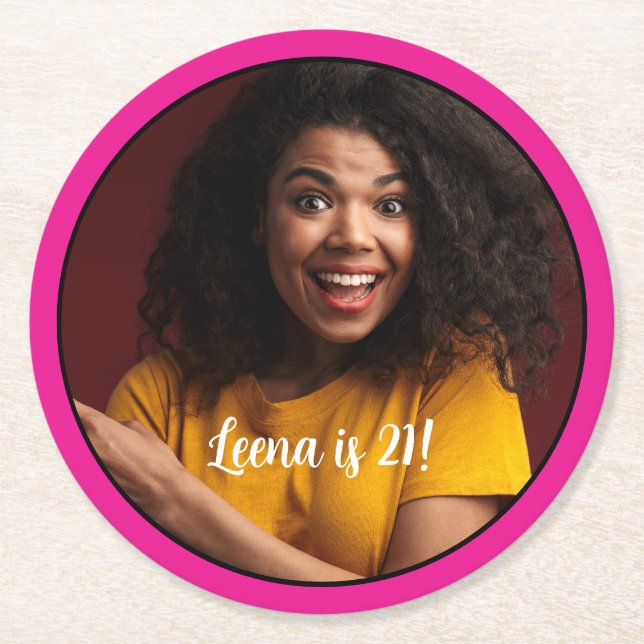 21. Geburtstag Foto Rahmen Untersetzer (Vorderseite)