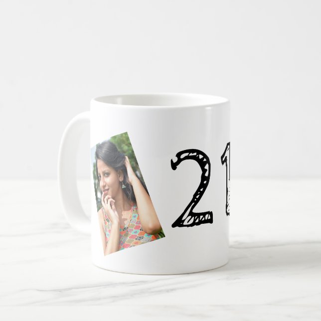 21. Geburtstag FOTO Tasse (Vorderseite Links)