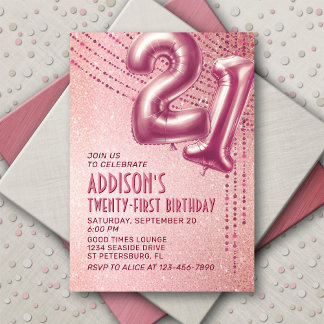 21. Geburtstag Frauen Rose Gold Einladung