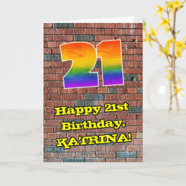 21. Geburtstag: Fun Graffiti-Inspiriert Regenbogen Karte