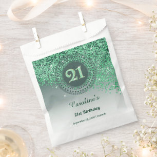 21. Geburtstag Funkelndes grünes Gold-Glitter Geschenktütchen