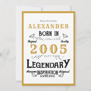 21. Geburtstag Geboren 2005 Weiß Gold Legende Einladung