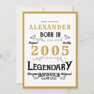 21. Geburtstag Geboren 2005 Weiß Gold Legende Einladung