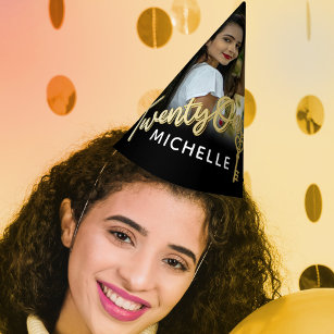 21. Geburtstag Goldschlüssel personalisierter Foto Partyhütchen