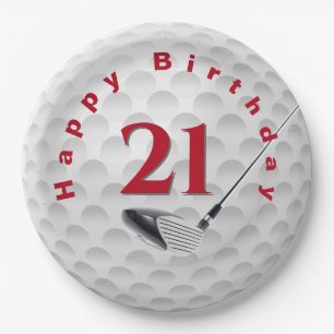 21. Geburtstag Golf Ball Design Paper Plate Pappteller