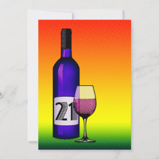 21. Geburtstag: Halbweinflasche und Glas Einladung