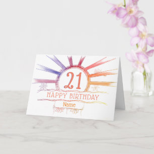 21. Geburtstag - handgezeichneter mehrfarbiger Son Karte