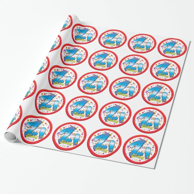 21. Geburtstag heute Geschenkpapier (Ungerollt)
