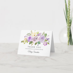 21. Geburtstag Hübsche Lila Rose Floral Dankeskarte