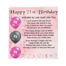 21. Geburtstag - Juristengedicht Notizblock