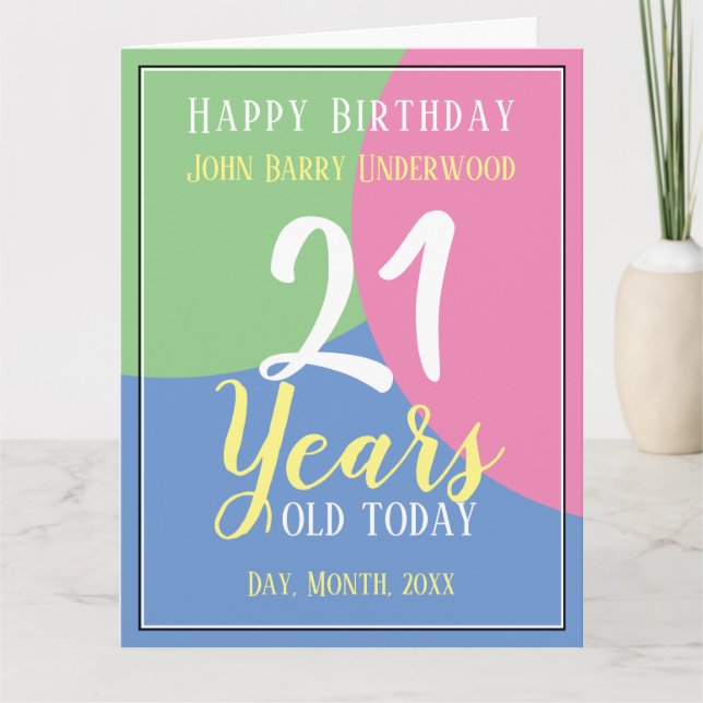 21. Geburtstag Karte (Vorderseite)