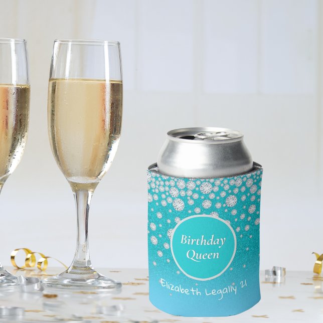 21. Geburtstag Königin aquamariner Glitzer Name Di Dosenkühler (Von Creator hochgeladen)