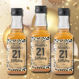 21. Geburtstag Leopard Mini Gold Custom Alkoholflaschenetikett