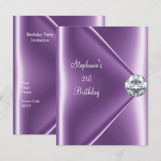 21. Geburtstag Lila Mauve Diamond Jewel 2 Einladung