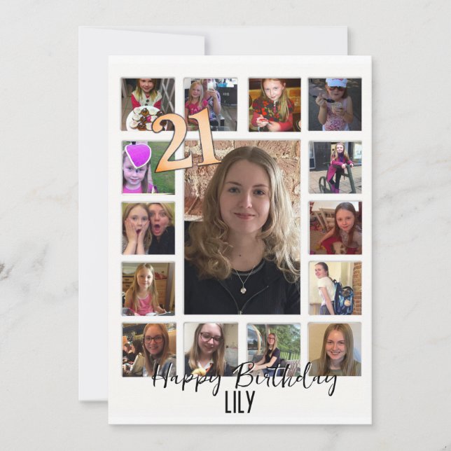 21. Geburtstag Mandelblüte blau-creme Einladung (Vorderseite)