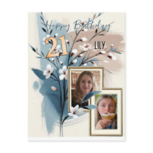 21. Geburtstag Mandelblüte blau-creme