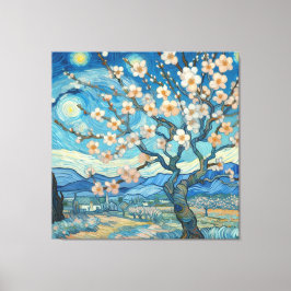 21. Geburtstag Mandelblüte blau-creme Leinwanddruck