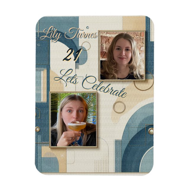 21. Geburtstag Mandelblüte blau-creme Magnet (Vertikal)