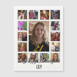 21. Geburtstag Mandelblüte blau-creme Magnetkarte