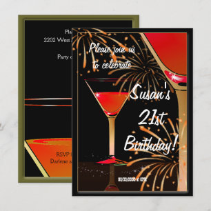 21. Geburtstag Martini Cocktail Party Einladung