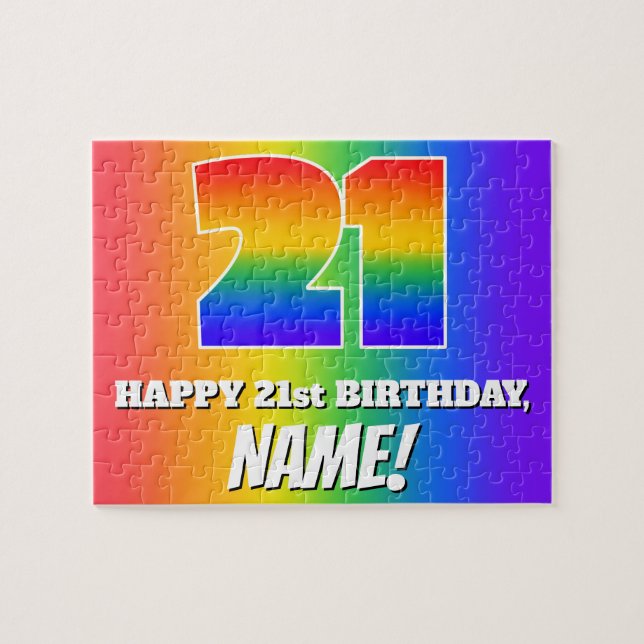 21. Geburtstag — mehrfarbiges Regenbogenmuster "21 (Horizontal)