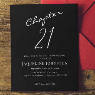 21. Geburtstag Moderne Elegante Kalligrafie-Script Einladung