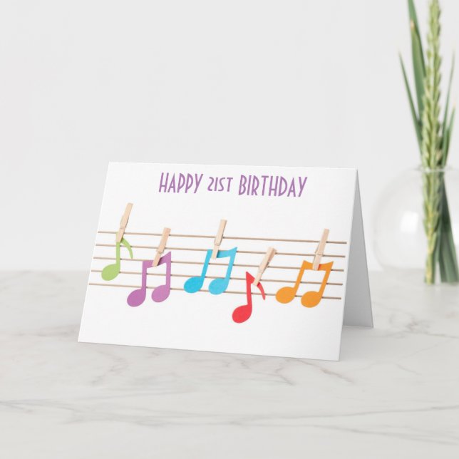 **21. GEBURTSTAG** MUSIKALISCHE HINWEISE GEBURTSTA KARTE (Vorderseite)