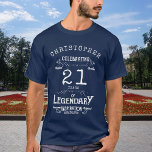 21. Geburtstag Name Legendary Blue Legend hinzufüg T-Shirt<br><div class="desc">Machen Sie sich bereit, Ihren 21. Geburtstag legendär zu machen! Dieser benutzerdefinierte 21. Geburtstag T - Shirt wird sicher sein, eine Erklärung zu machen. Es zeigt eine Vintage Grafik der Nummer 21 und Ihren Namen in fett, blau Buchstaben. Ob Sie mit Freunden feiern oder gemütlich in den Tag einkehren, dieses...</div>