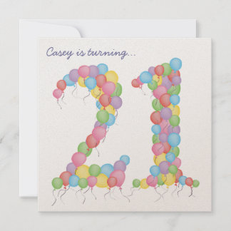 21. Geburtstag Party Balloons Custom Einladung