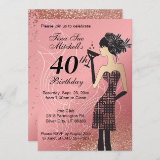 21. Geburtstag Party Bash - Rose Einladung