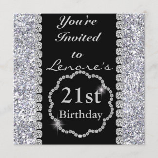 21. Geburtstag Party Einladung DIAMONDS & GLITZERN