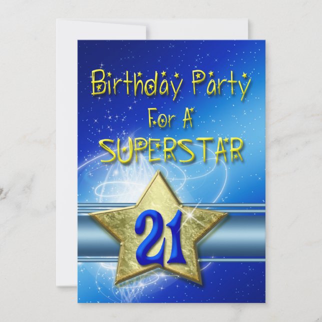 21. Geburtstag Party Einladung für einen Superstar (Vorderseite)