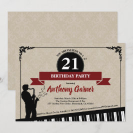 21. Geburtstag Party Einladung Jazz Musikthema