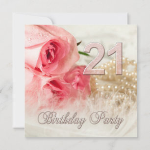 21. Geburtstag Party Einladung, Rose und Perlen Einladung