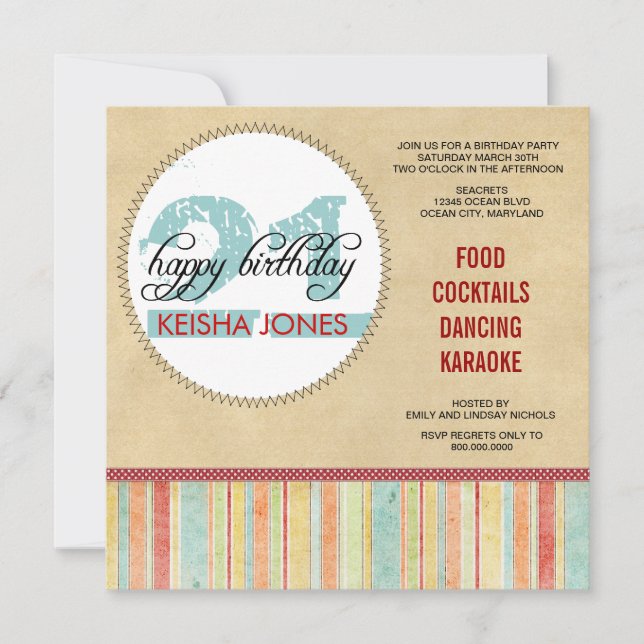 21. Geburtstag Party Einladungen (Vorderseite)